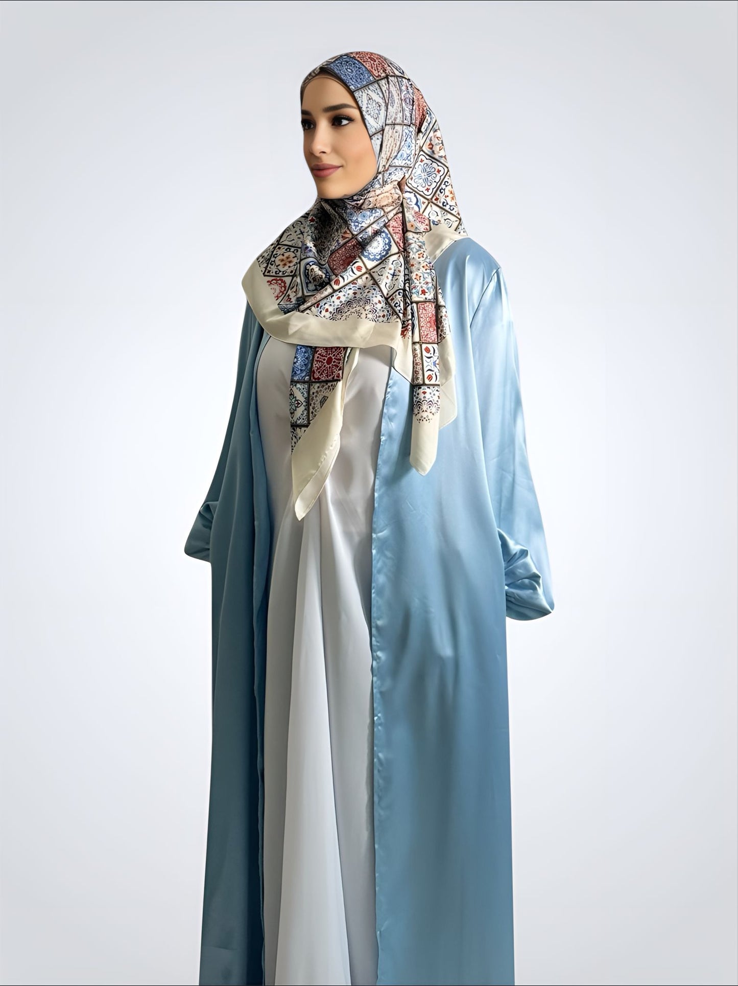 Elara Silk Abaya Blue