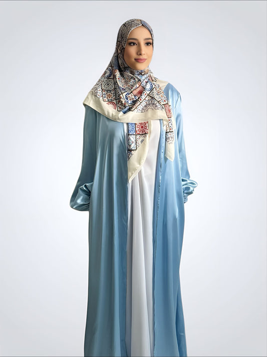 Elara Silk Abaya Blue